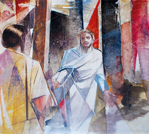One of the Stations of the Cross in St Richard's, Station 2: Jesus receives the Cross. 