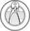 Parish logo showing a black and white figure of Our Lady, on the background of a Cross, surrounded but a circle that represents a halo. Her own halo contains a Cross, directing us to Jesus.