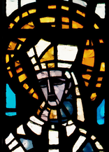 Face of St Richard of Chichester, as depicted in a Loire stained glass window in St Richard's Church